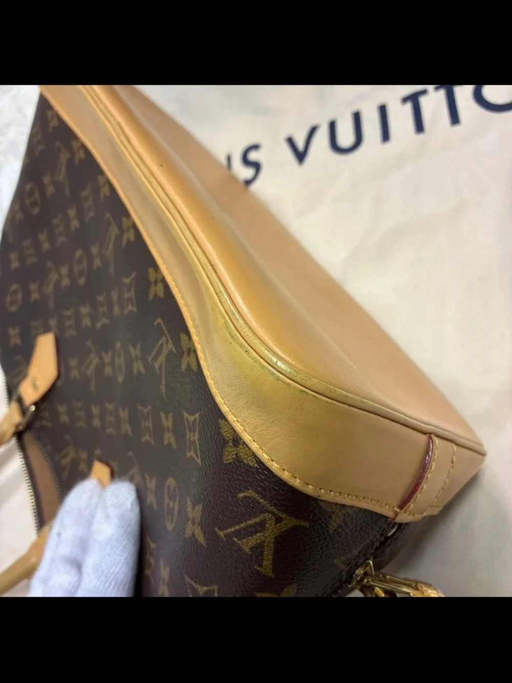 Louis Vuitton Monogram Alma PM Satchel in Brown and Natural Vachetta